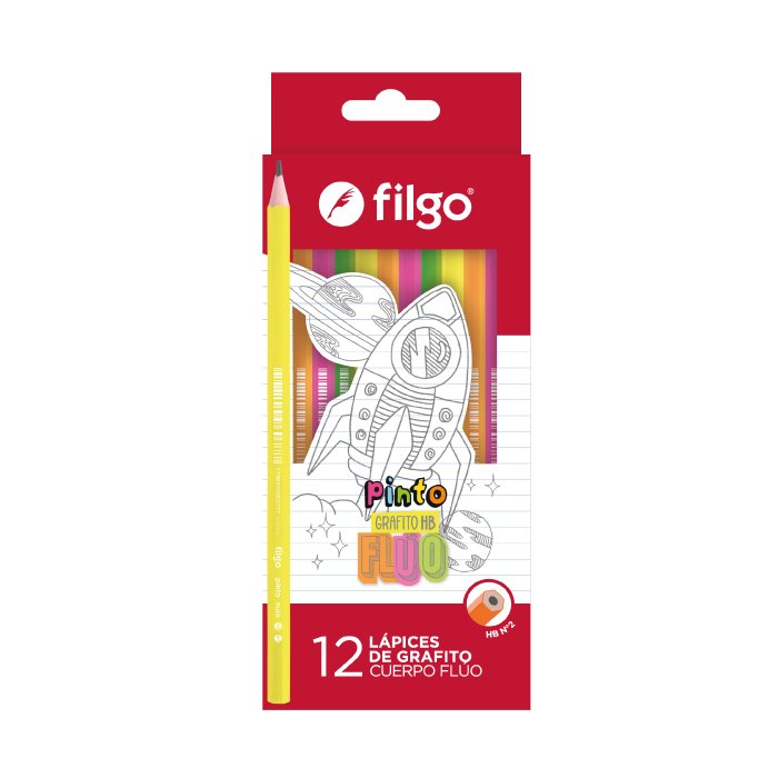 Lapiz Grafito Negro Cascara FLUO x12