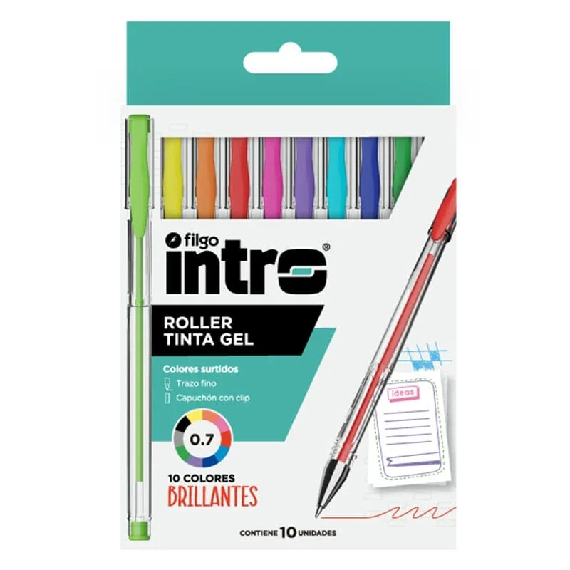 Roller Gel Intro Brillante Surtido x10