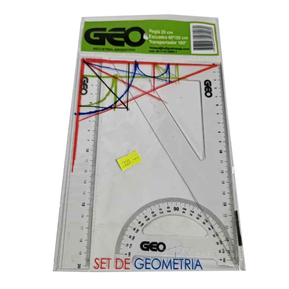 Set de Geometría GEO Regla, Transportador y Escuadra