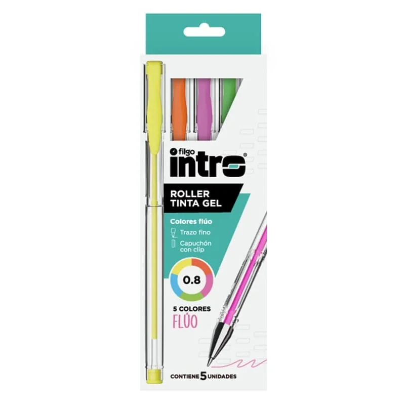 Roller Gel Intro FLUO Surtido x5