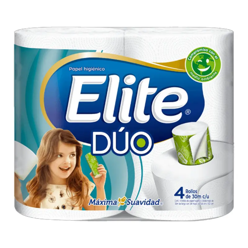 PAPEL HIGIENICO ELITE DUO DE 4 UNIDADES CELESTE