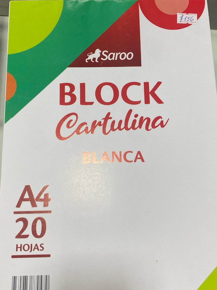 Block cartulina blanca A4 Saroo