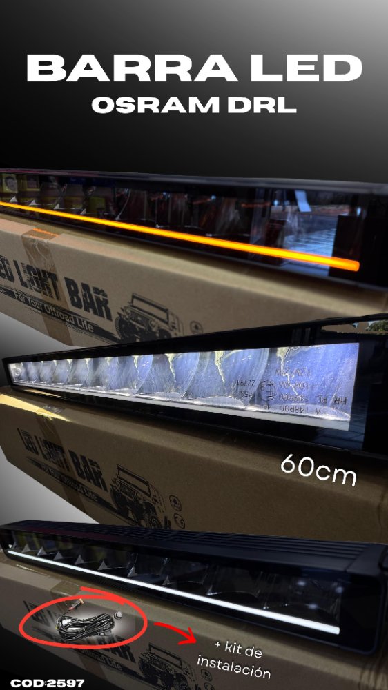 - Barra Led OSRAM c/ DRL Kit de Instalacion (55cm sin soporte y 60cm c/ soporte) *2597
