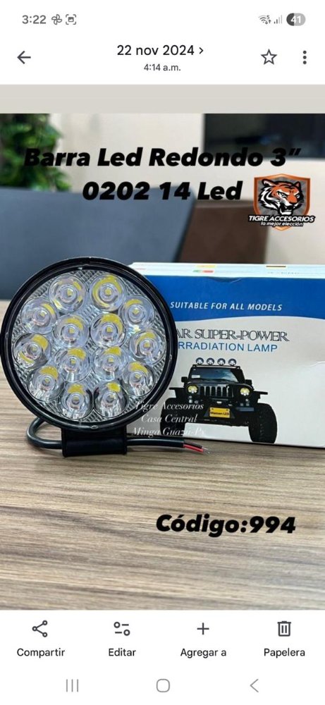 - BARRA LED REDONDO 3" 14 LED *994