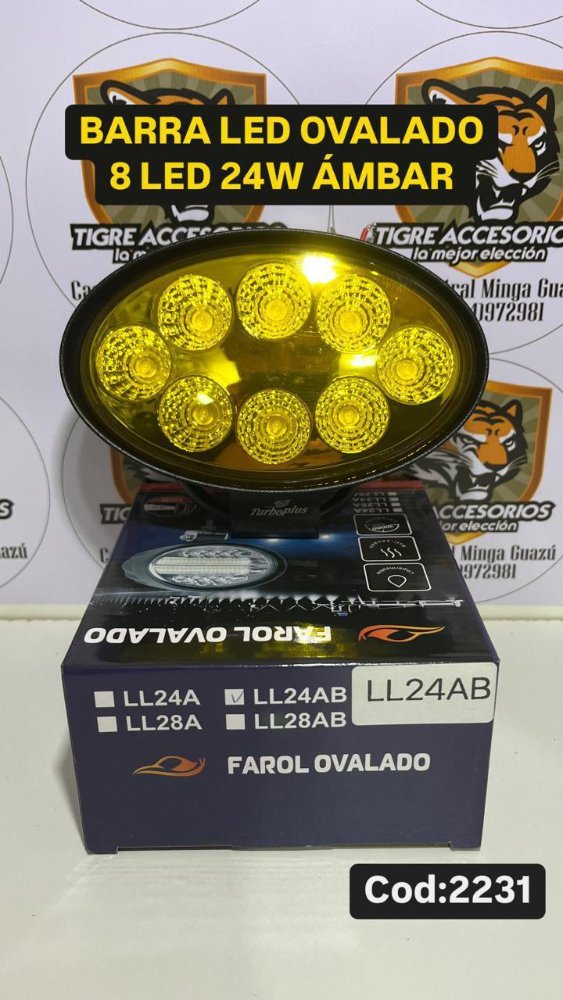 - Barra led LL24AB ovalado 8Led 24w ámbar *2231