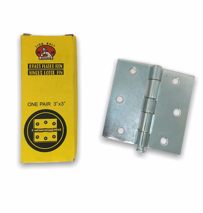 BISAGRA 3PSC CON PASADOR PLATEADA 3 X 3 CON TORNILLO