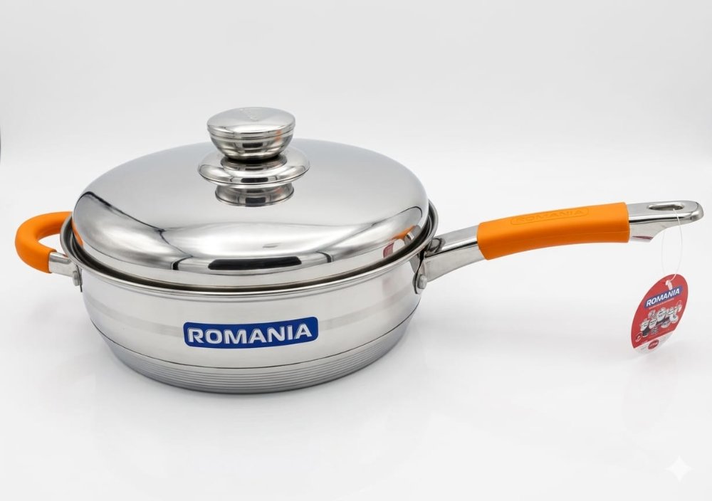 sarten  con tapa rosmania acero inoxidable antiadherente