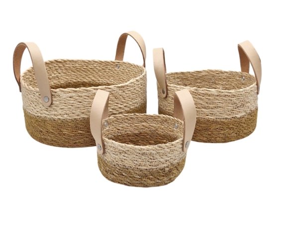canasta simil mimbre c/asas carol set x3