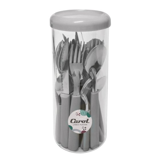 set 24 cubierto carol fusion pote gris