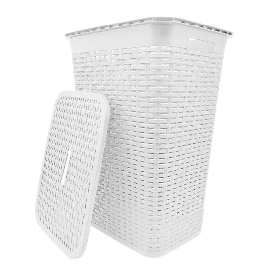 cesto ropa c/tapa símil ratán blanco