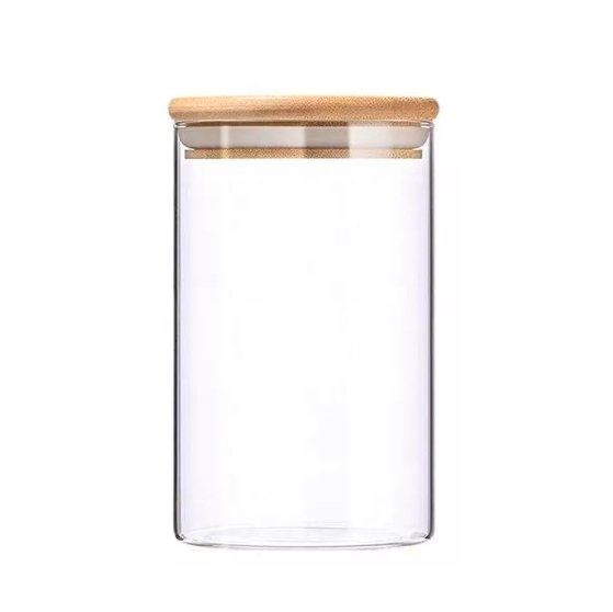 frasco vidrio tapa bambu 650ml