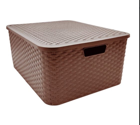 canasto simil ratan N°4 chocolate
