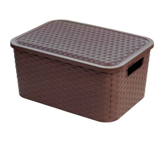 canasto simil ratan N°2 marron chocolate