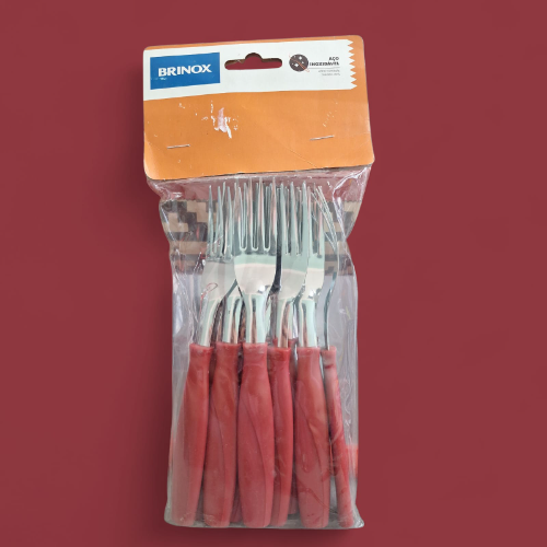 tenedor de mesa 12 pc rojo brinox