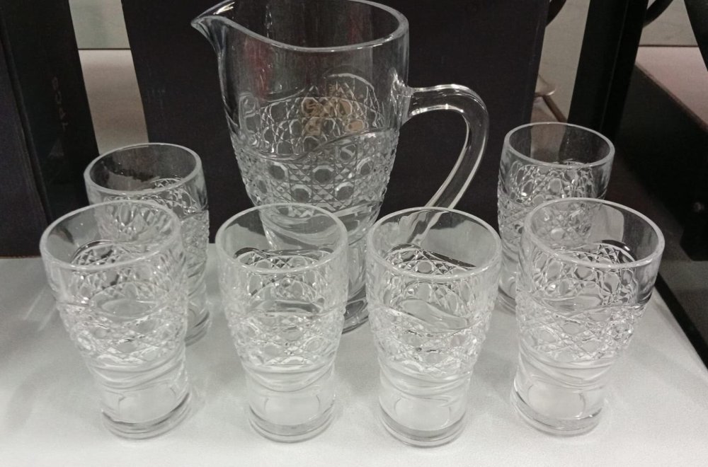 juego de jarra con vasos de vidrio 7pcs