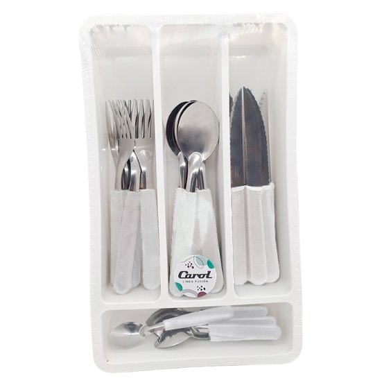 Set Cubiertos Carol 24Pz Tiza +Cubiertera