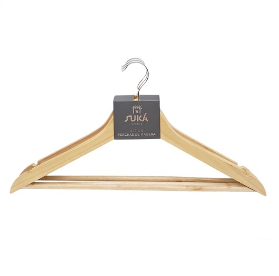 Percha De Madera Lustrada X3