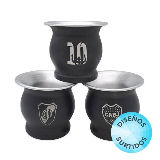 Mate Termico Aluminio Negro Futbol Bajo