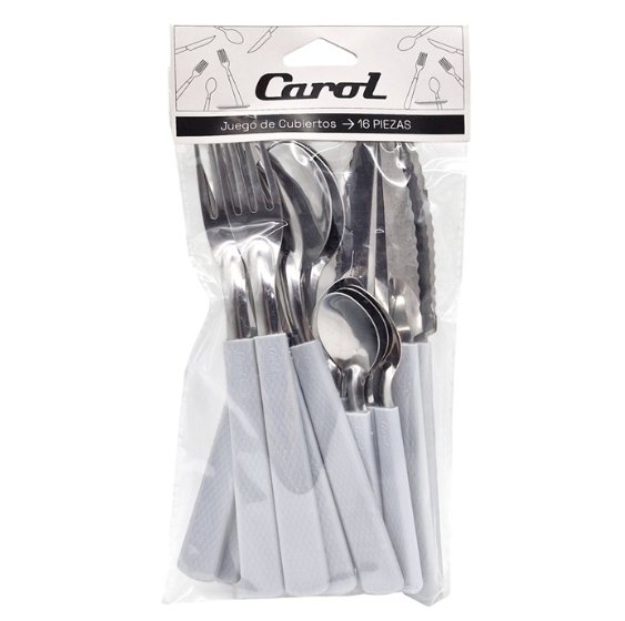 Set Cubiertos Tramados Carol 16Pz Tiza