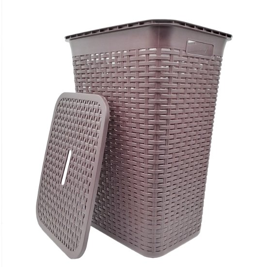 cesto ropa c/tapa simil ratan chocolate