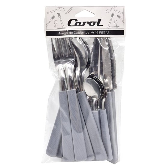 Set Cubiertos Tramados Carol 16Pz Gris