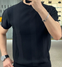 POLO FRANELA NEGRA T/RAYAS