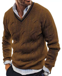 POLO BRITANICO TEJIDO CUELLO V TERRACOTA