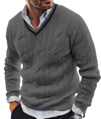 POLO BRITANICO TEJIDO CUELLO V GRIS