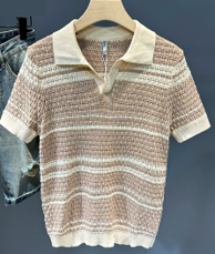 POLO TEJIDO CREMA BEIGE RAYAS