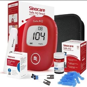 KIT GLUCOMETRO AQ SMART SINOCARE 50 TIRAS + 50 LANCETAS+ LANCETERO#