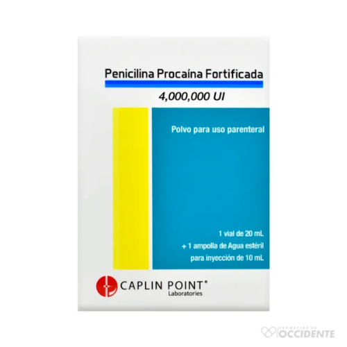 penicilina procaina fortificada Inj 4 mega + agua esteril