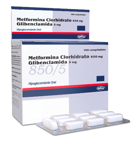 metformina+gliben 850mg/5mg (infasa) blister x 10 tabletas #