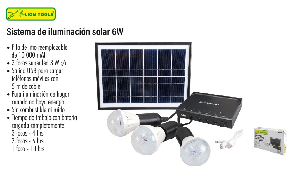 Sistema de iluminación solar 6W