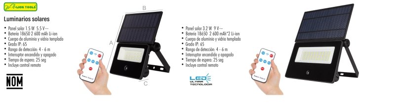 Luminario solar c/control