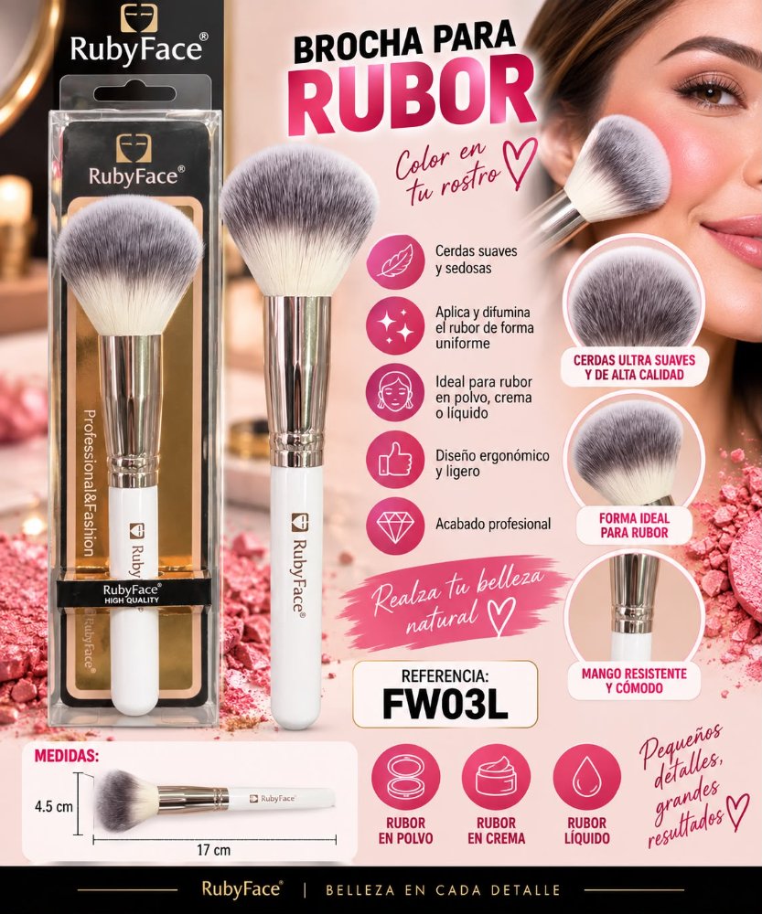 Brocha para rubor FW03L Ruby Face