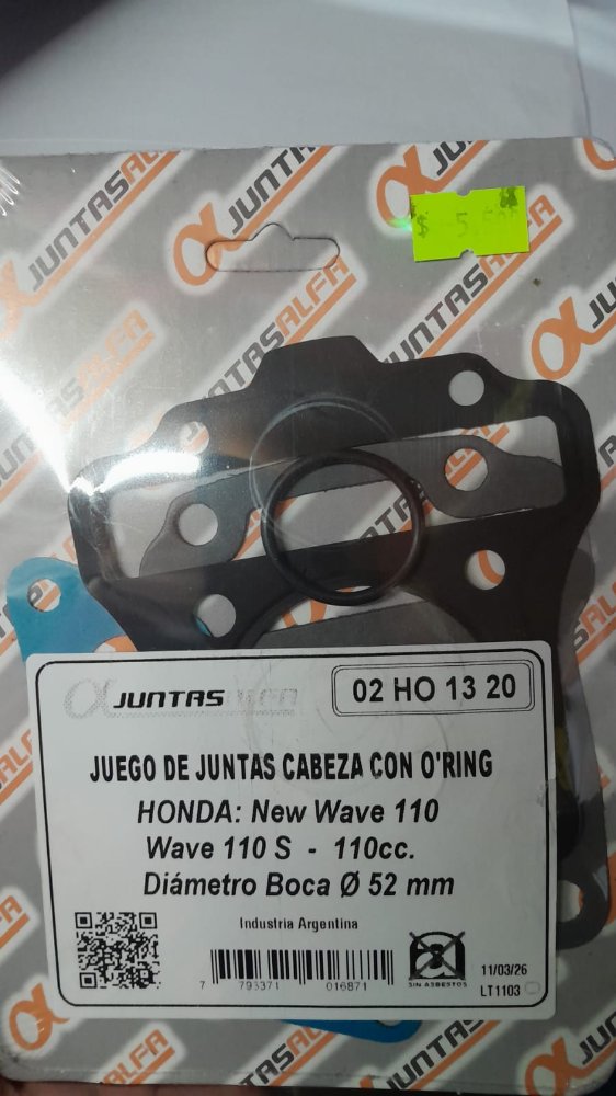 JUNTA MEDIO CABEZA CON ORRING HONDA