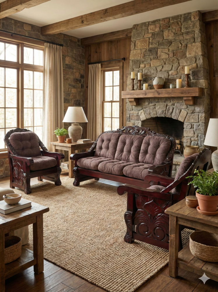 MUEBLE DE MADERA COLONIAL CAFE OSCURO