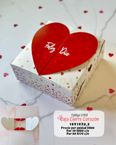 v109 caja CIERRE CORAZÓN 18x18x6,5 cm