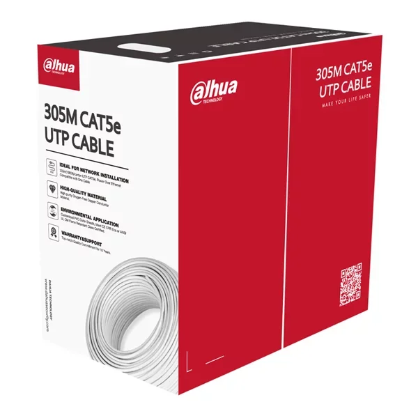 A.C. Cable UTP DAHUA Categoria 5 Color Blanco Para Interior 100% Cobre