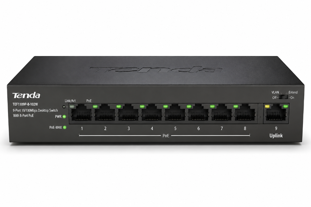 A.C. SWITCH POE 9-PUERTOS TENDA TEF1109-863W