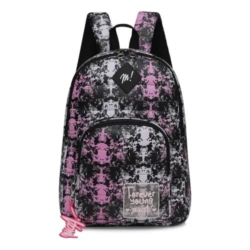 Mochila MuaA X1/ 16¨ estampada negra/ fucsia