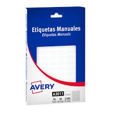 Etiquetas manuales Avery 8.1x15.8mm