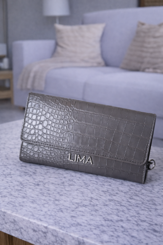 Billetera Lima broche gris