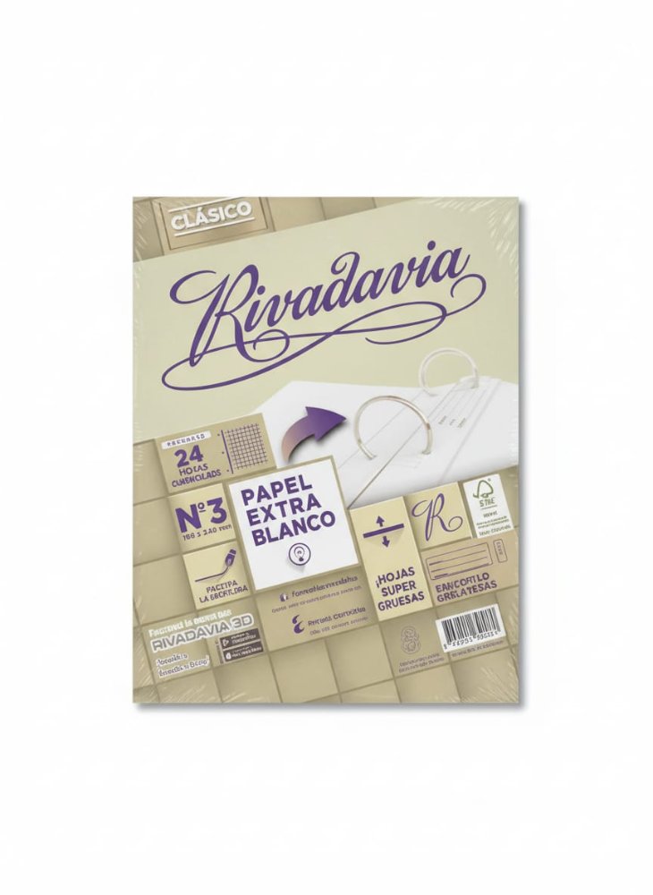Repuesto Rivadavia cuadriculado 24 hojas
