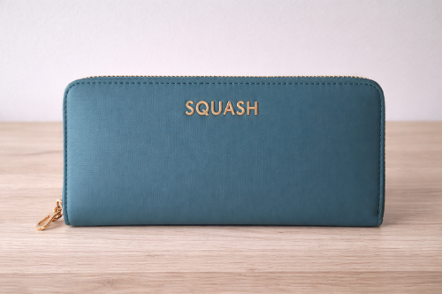 Billetera Squash cierre simple verde-natural tela