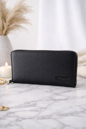 Billetera cierre simple Trendy negro