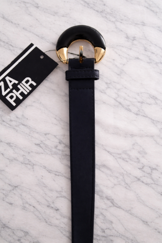Cinto Zaphir cuero negro con dorado