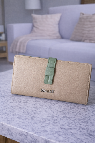 Billetera Kralice broche beige-verde