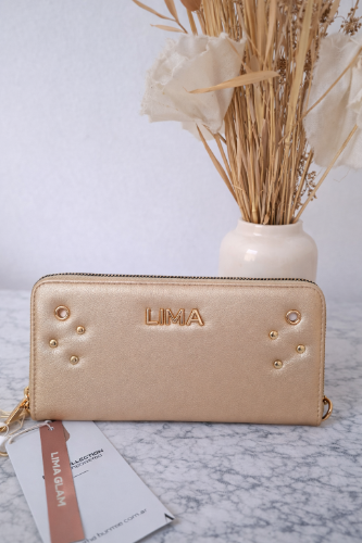 Billetera Lima cierre simple doradad