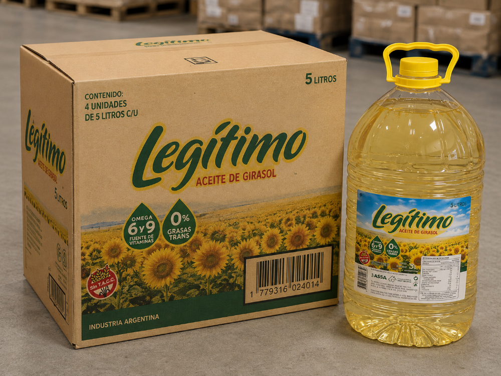 CAJA ACEITE LEGITIMO GIRASOL 5LT X4